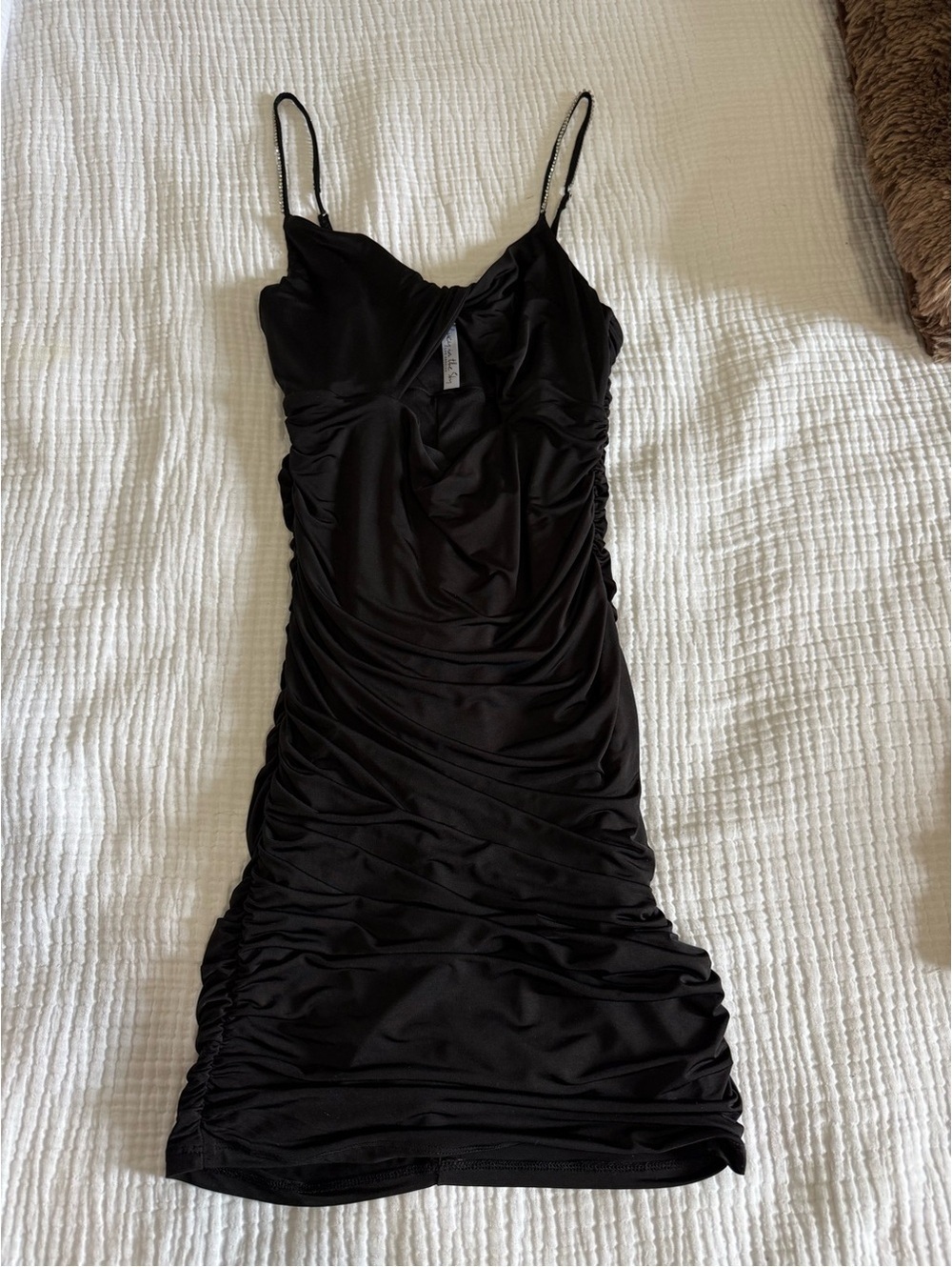 Lucy in the Sky Black Ruched Midi Dress